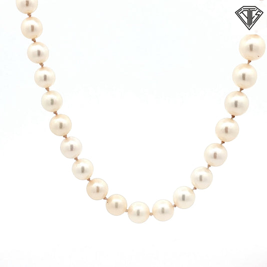 14k White Gold Graduated Salt Water / Cultured Strand Pearl Necklace 20" 4mm- 8mm