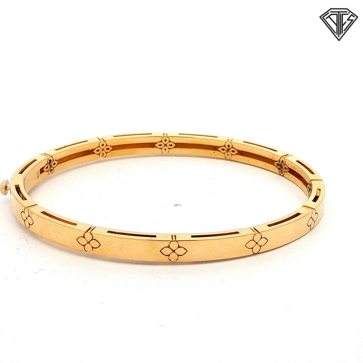 Pre-Love 18k Yellow Gold .15ct Round Diamond Roberto Coin Love in Verona Bangle Bracelet