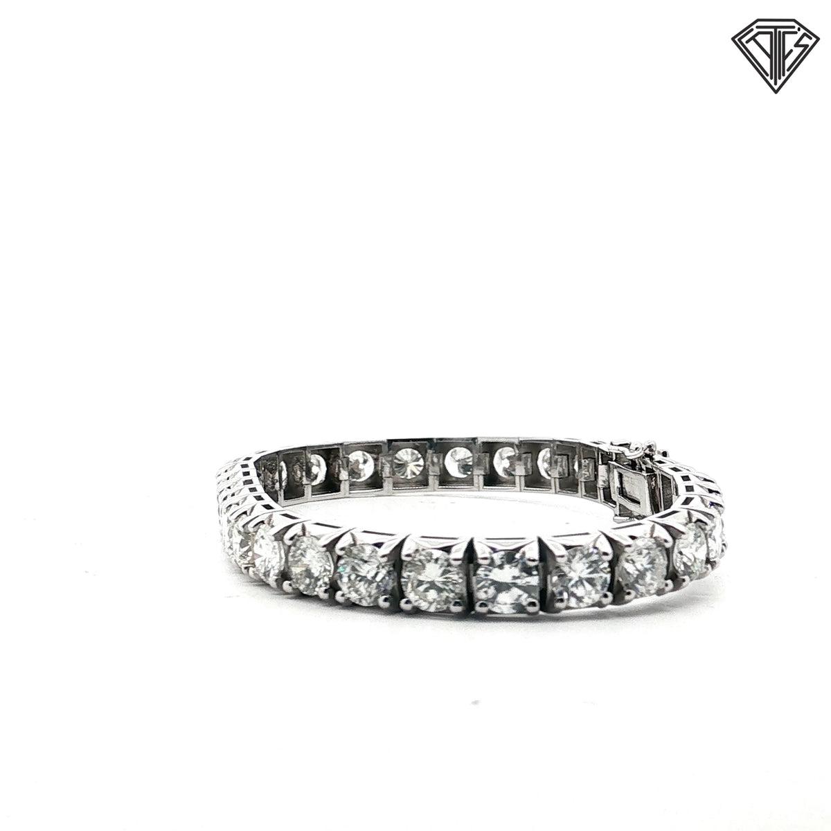14k White Gold 15.53ct G /J  VS2/ I1 (32) Round Diamond Tennis Bracelet