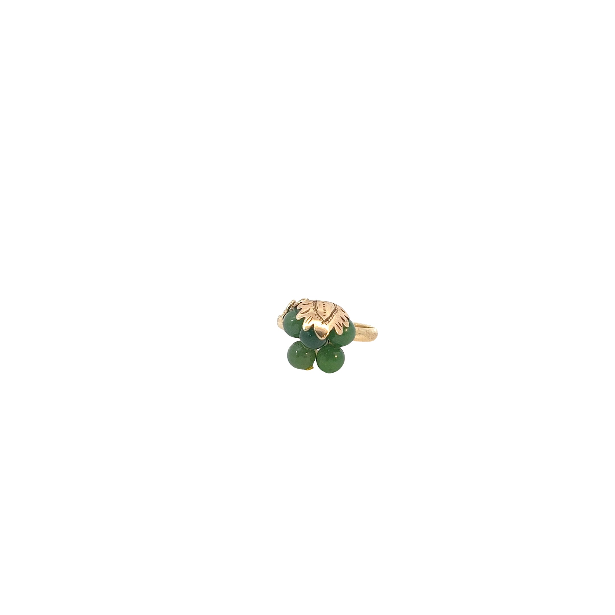 14K YELLOW GOLD GREEN JADE VINTAGE RING