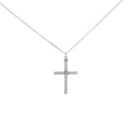 14k White and Yellow Gold .52ct F VS2 Round Diamond Cross Necklace