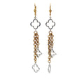 14k Two Toned  Clover Dangle Earrings 3.6 Gram