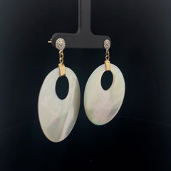 14K YELLOW GOLD MOTHER OF PEARL DISC EARRING