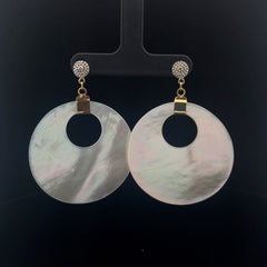 14K YELLOW GOLD MOTHER OF PEARL DISC EARRING