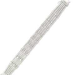 18K White Gold 20.85ct H SI1 Round Diamond 5 Strand Tennis Bracelet