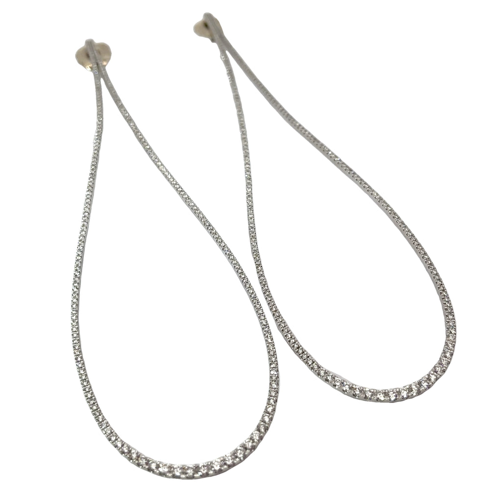 14k White Gold 4.00ct F VS2 Round Diamond Graduated Drop Earrings Vera Wang Love Collect