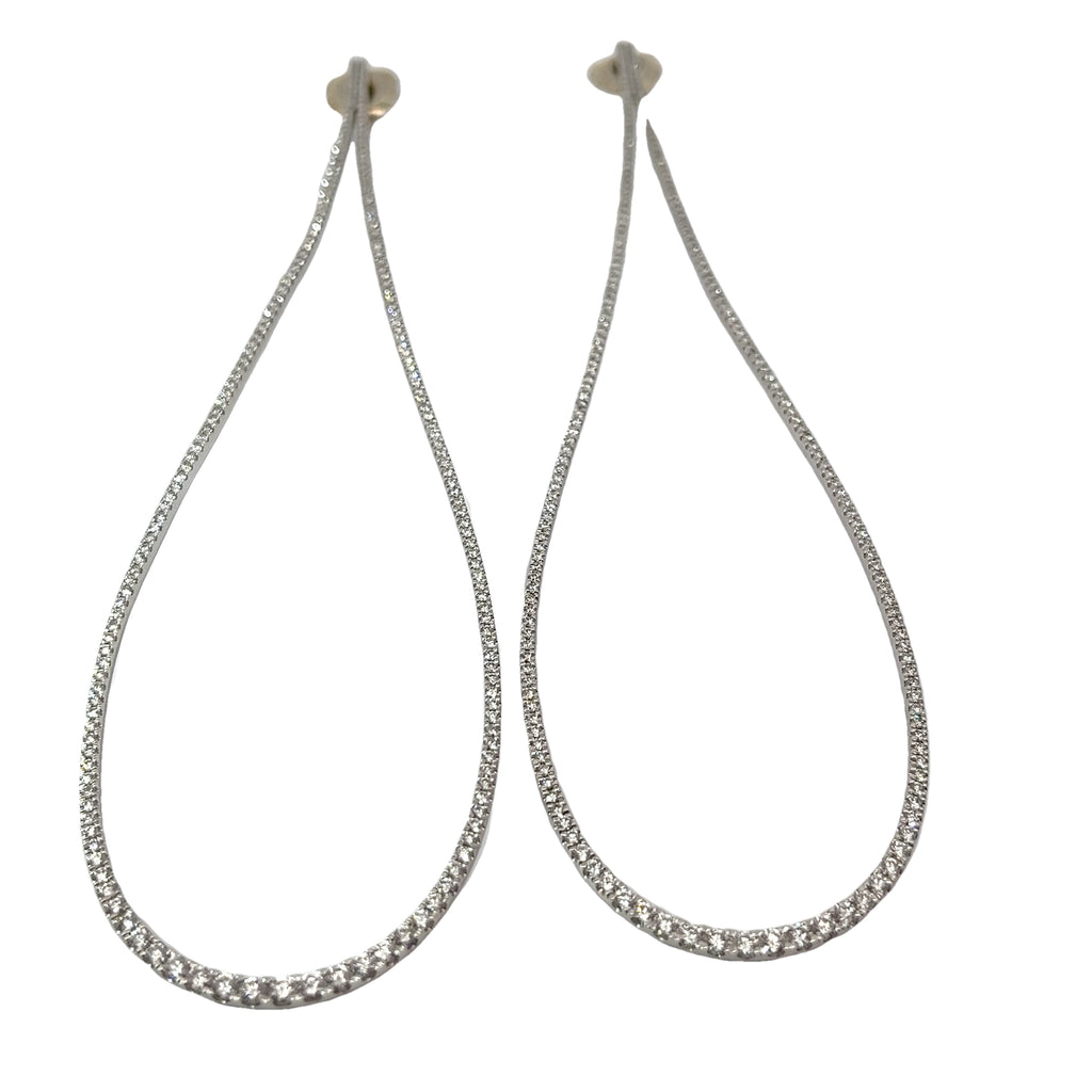 14k White Gold 4.00ct F VS2 Round Diamond Graduated Drop Earrings Vera Wang Love Collect