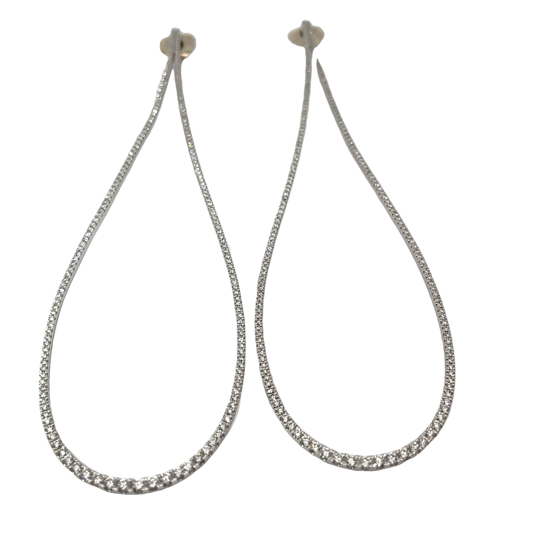 14k White Gold 4.00ct F VS2 Round Diamond Graduated Drop Earrings Vera Wang Love Collect