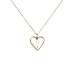 14k Yellow Gold .12ct F VS2 Round Diamond, Ruby and Colombian Emerald Stone Transparent Heart Necklace