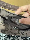 GUCCI GG Nylon Hobo Leather Shoulder Bag Purse in Brown Pre owned