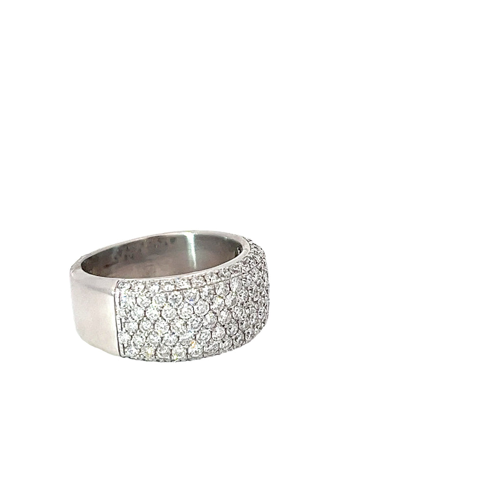 14k White Gold F VS2 5 Row Diamond Side Set Ring Size 8