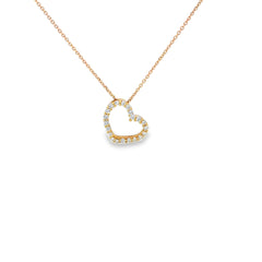 14k Rose Gold .60ct G SI1 Round Diamond Heart Necklace