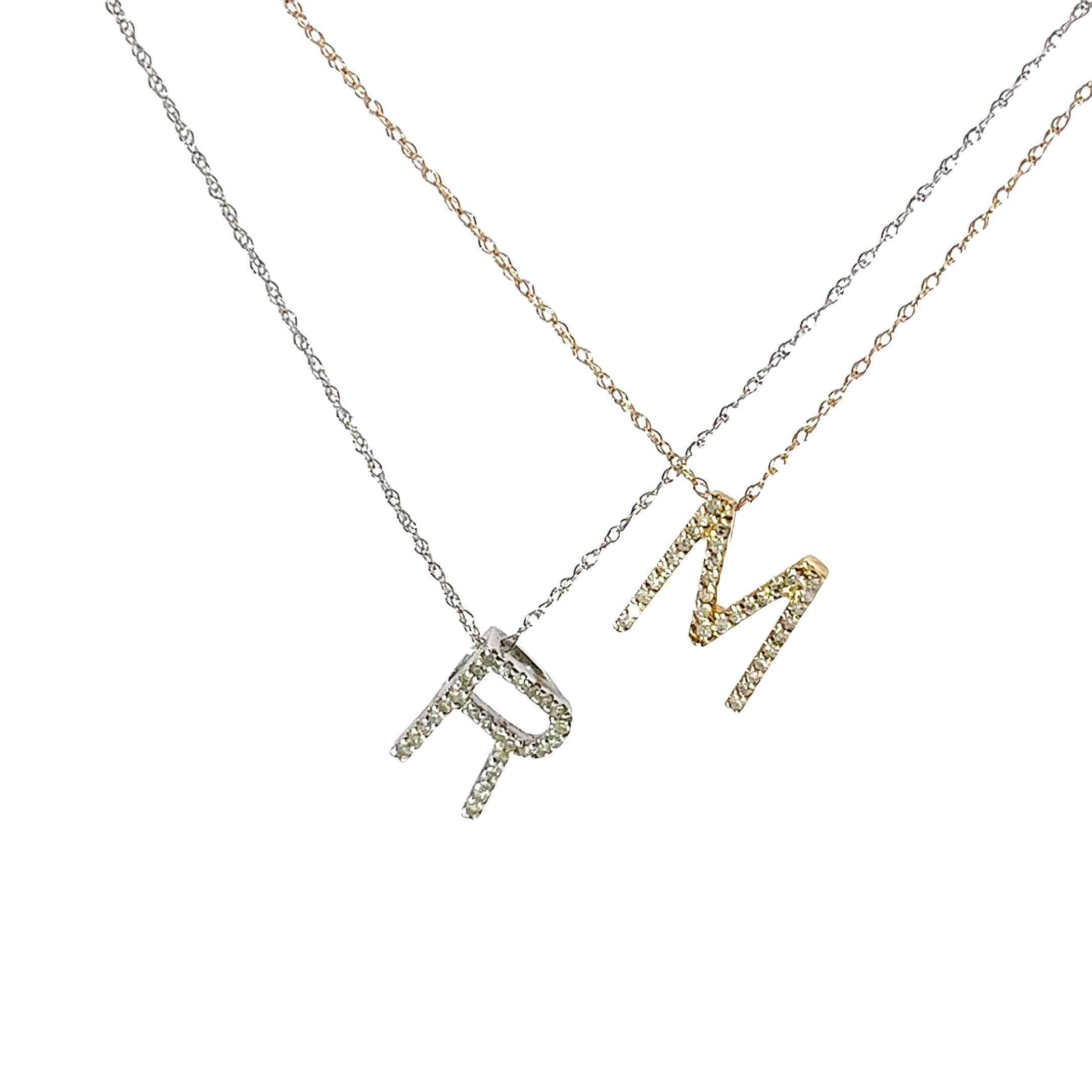 14k White Gold  .20ct G SI1 Diamond Initial Pendant