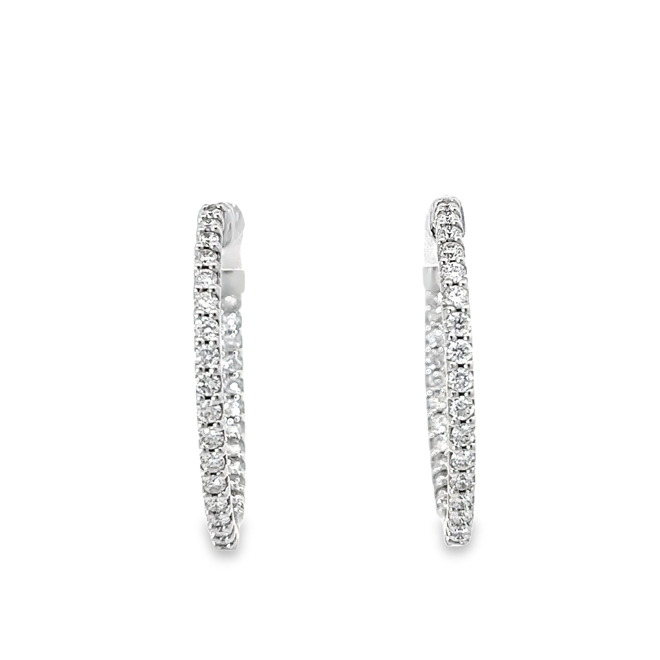 14k White Gold 1.25ct G SI1 Round Diamond Hoop Earrings