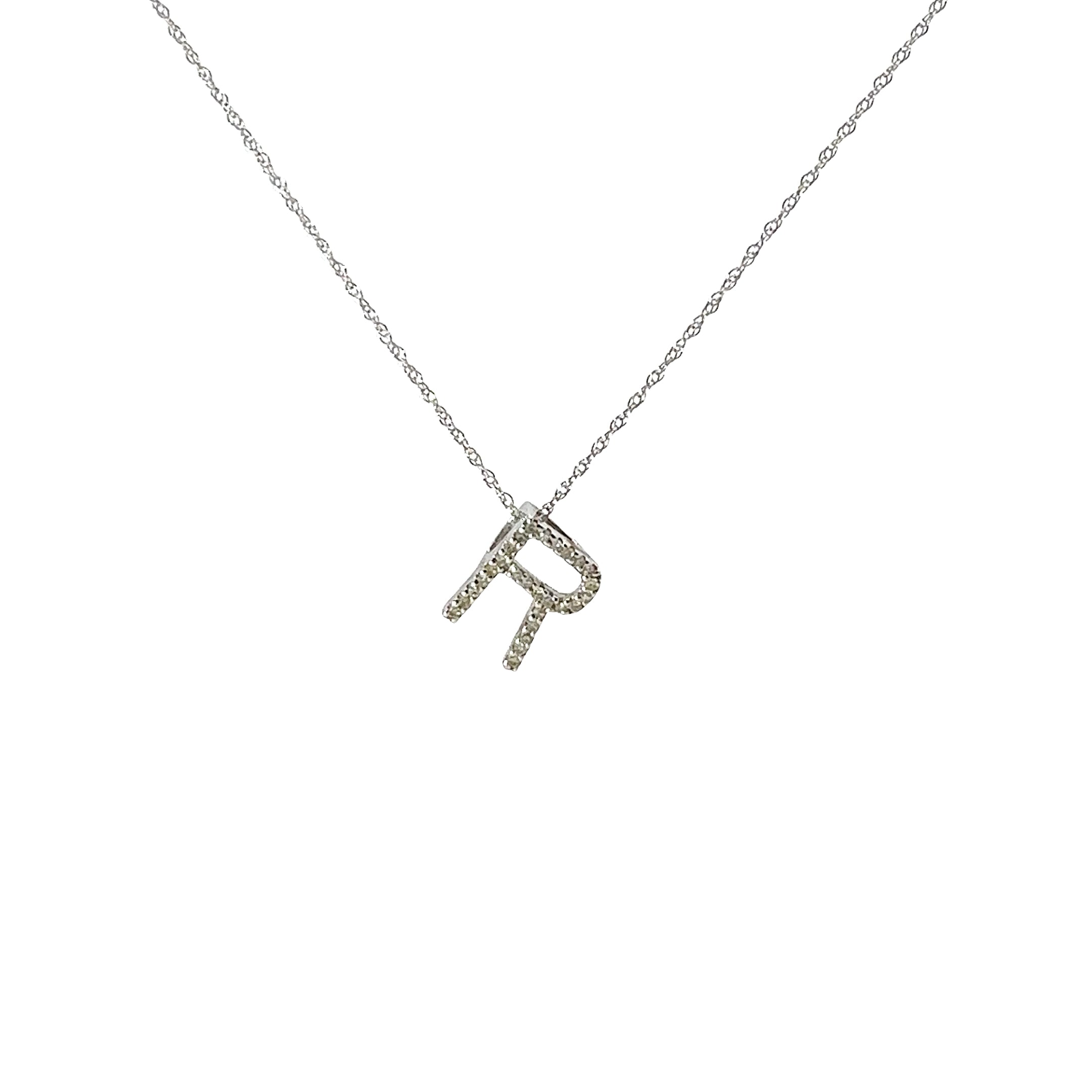 14k White Gold  .20ct G SI1 Diamond Initial Pendant