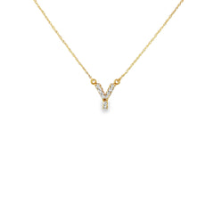 14k Yellow Gold .25ct G SI1 Round Diamond Letter Y Necklace