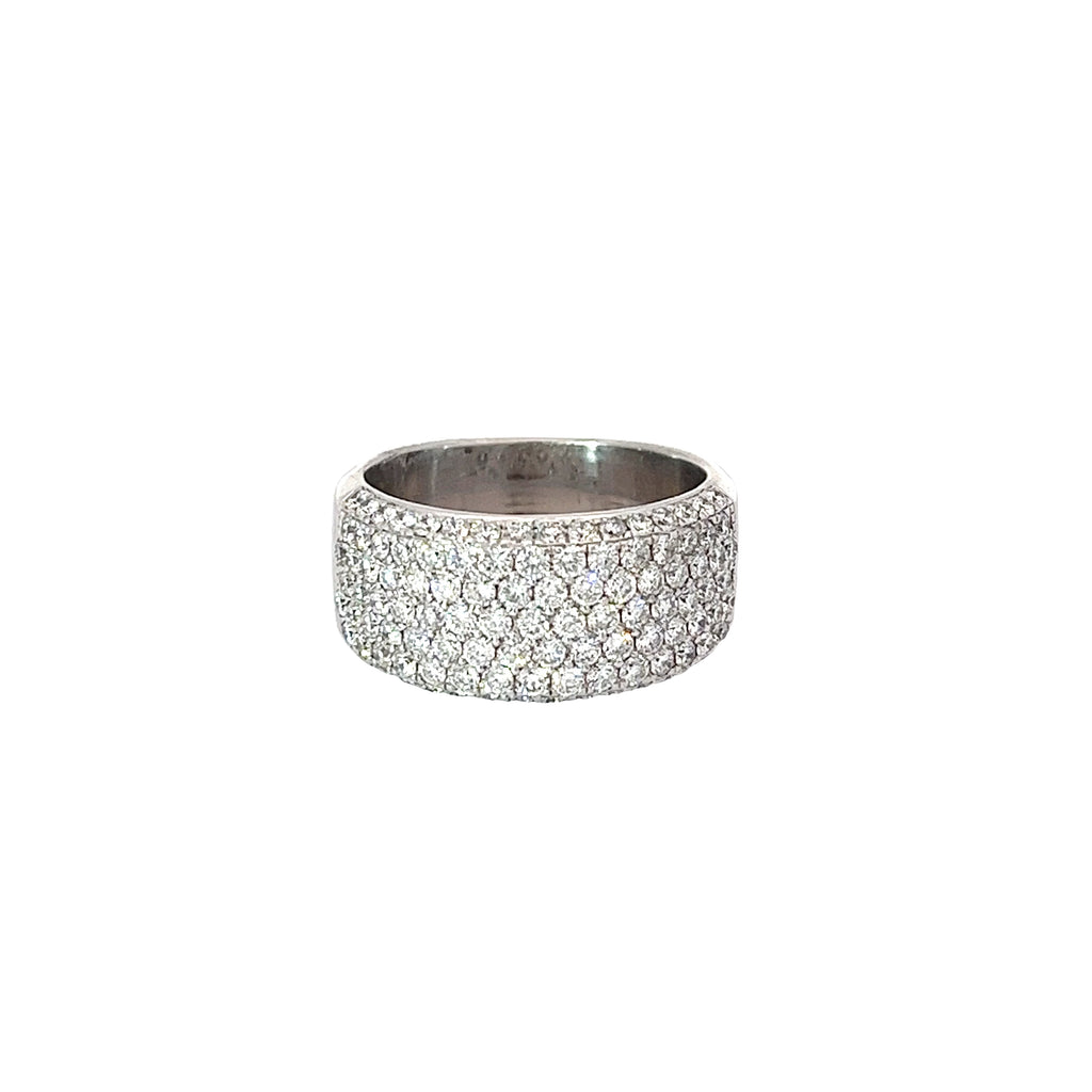 14k White Gold F VS2 5 Row Diamond Side Set Ring Size 8