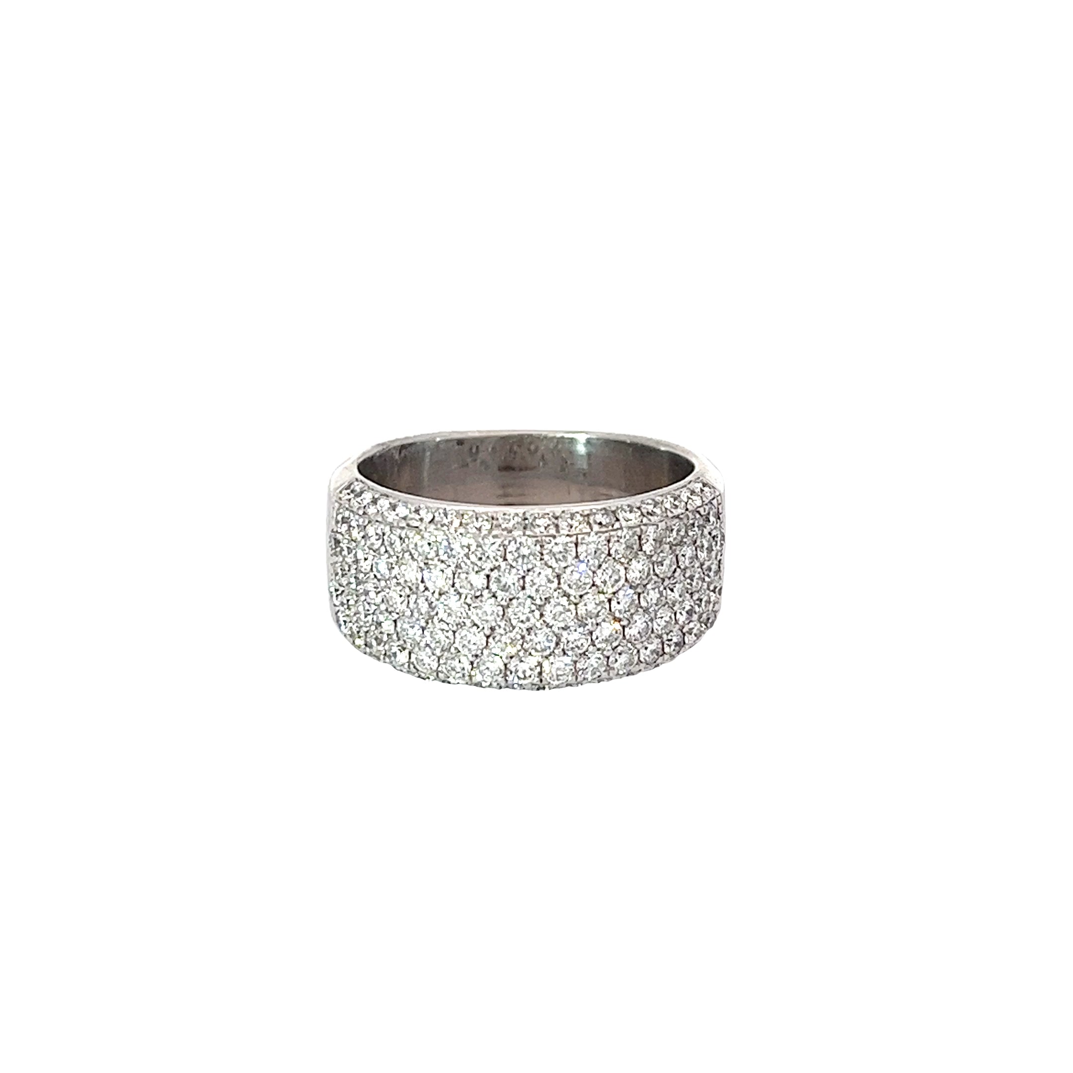 14k White Gold F VS2 5 Row Diamond Side Set Ring Size 8