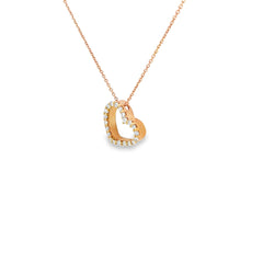 14k Rose Gold .60ct G SI1 Round Diamond Heart Necklace