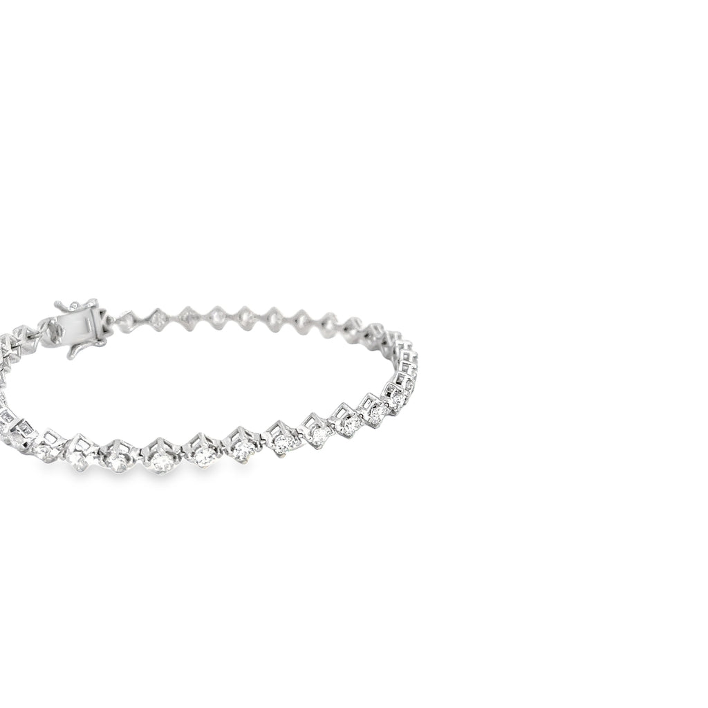14k white gold 3.00ct G VS2 Round Diamond Tennis Bracelet