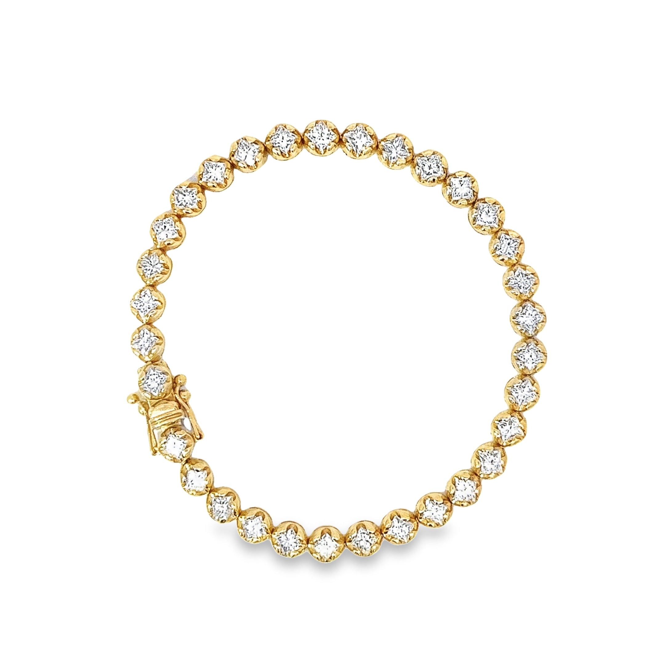Ladies 18k Yellow Gold Diamond Tennis Bracelet