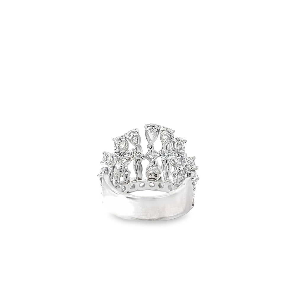 18k White Gold 4.45ct F VS2 Pear, Round and Marquise Tiara Multi Shaped Diamond Ring