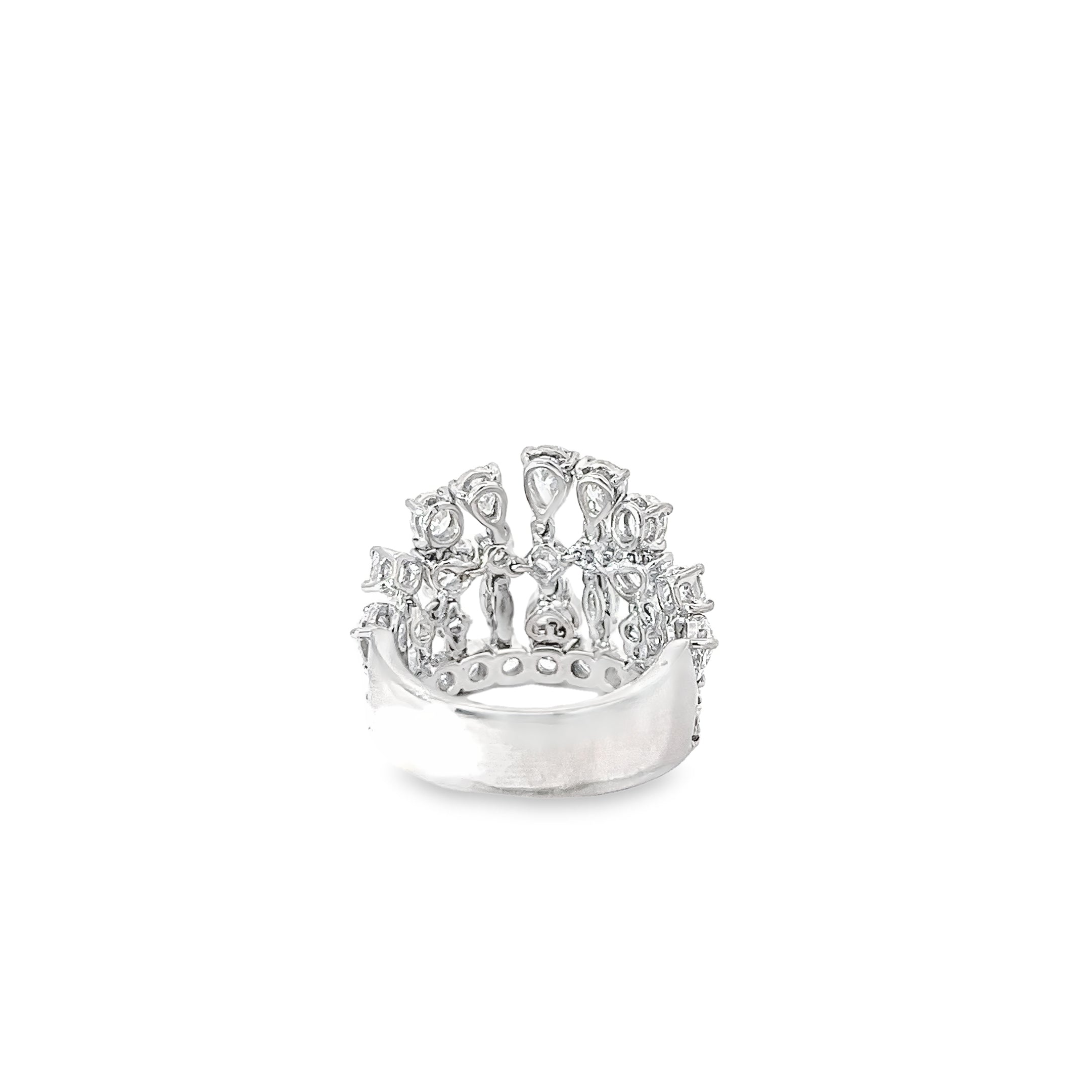 18k White Gold 4.45ct F VS2 Pear, Round and Marquise Tiara Multi Shaped Diamond Ring