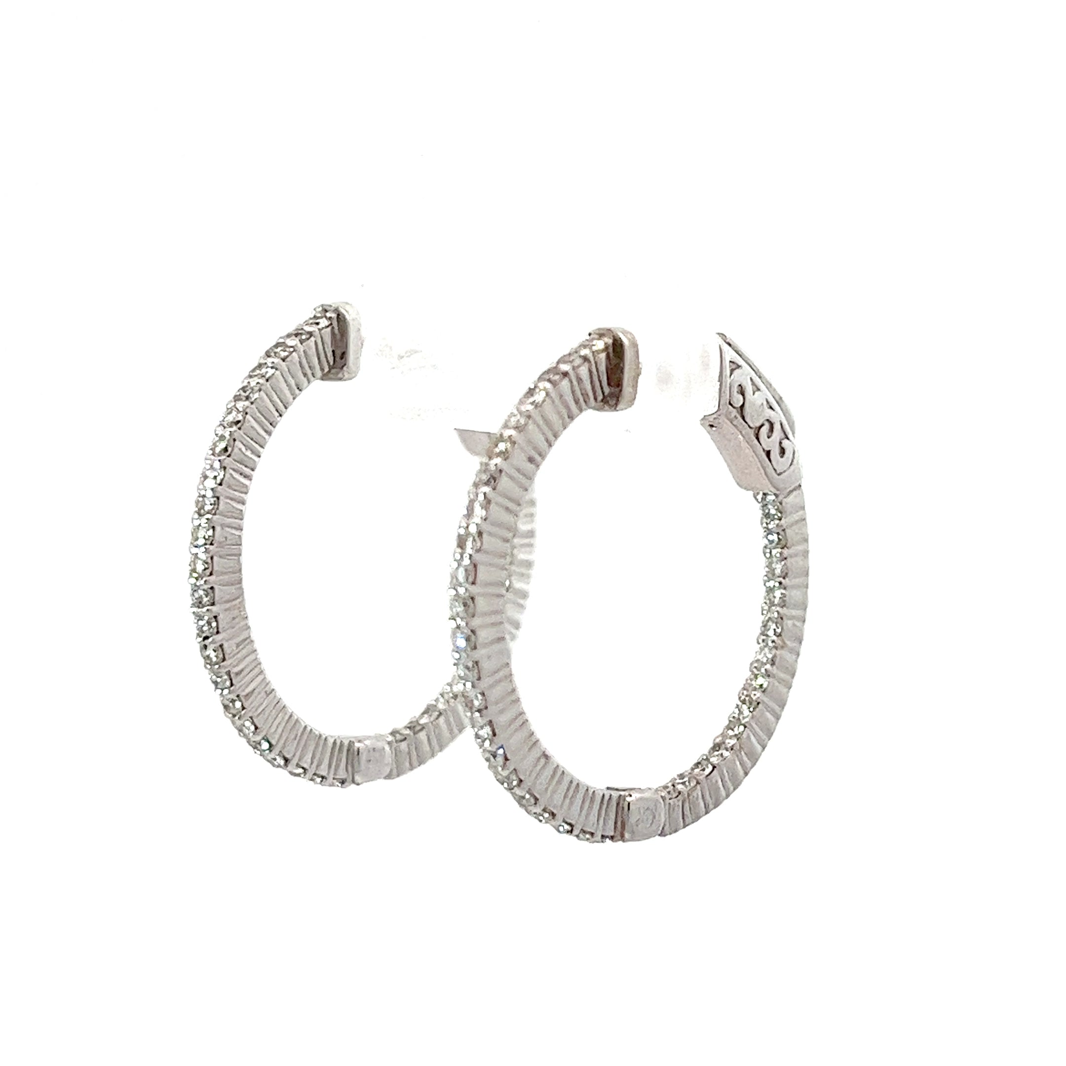 14k White Gold .80ct G VS2 Round Diamond Hoop Earrings