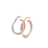 14k Rose /White Gold Twist Tube Hoop Earrings.