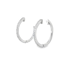 18k White Gold .25ct G VS2 Round Diamond Hoop Earrings