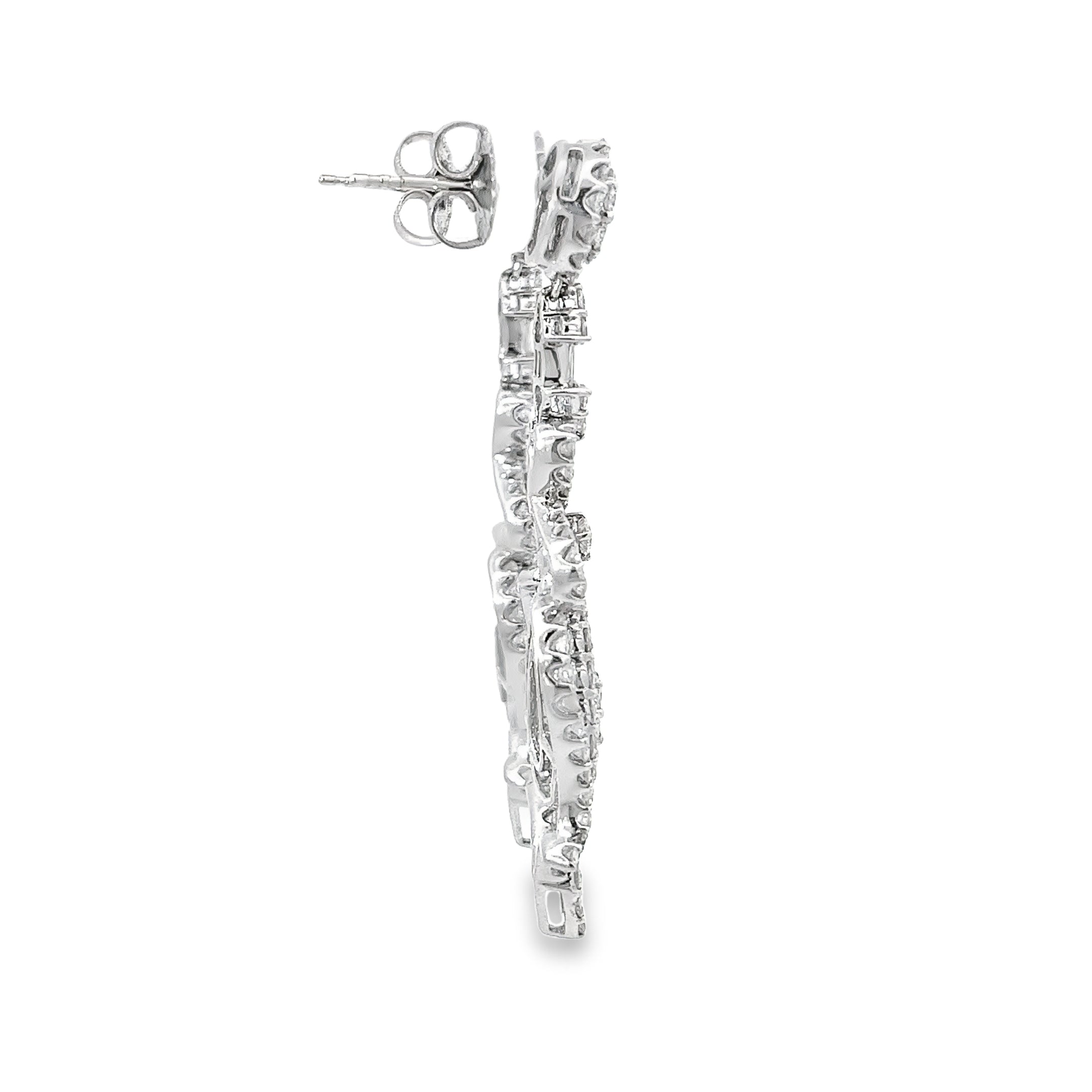 18k White Gold 6.00ct G SI1 Round Diamond Chandelier Earrings