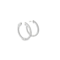 14k White Gold .65ct G VS2 Round Diamond Inside-outside hoop earrings