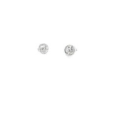 14k White Gold 3.00ct F SI1 Round Diamond Stud Earrings