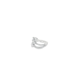 18k White Gold 1.15ct F VS2 Heart and Round Diamond Total Weight Triple Tier Heart Diamond Ring