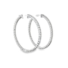 14k White Gold 1.30ct G VS2 Round Diamond Hoop Earrings