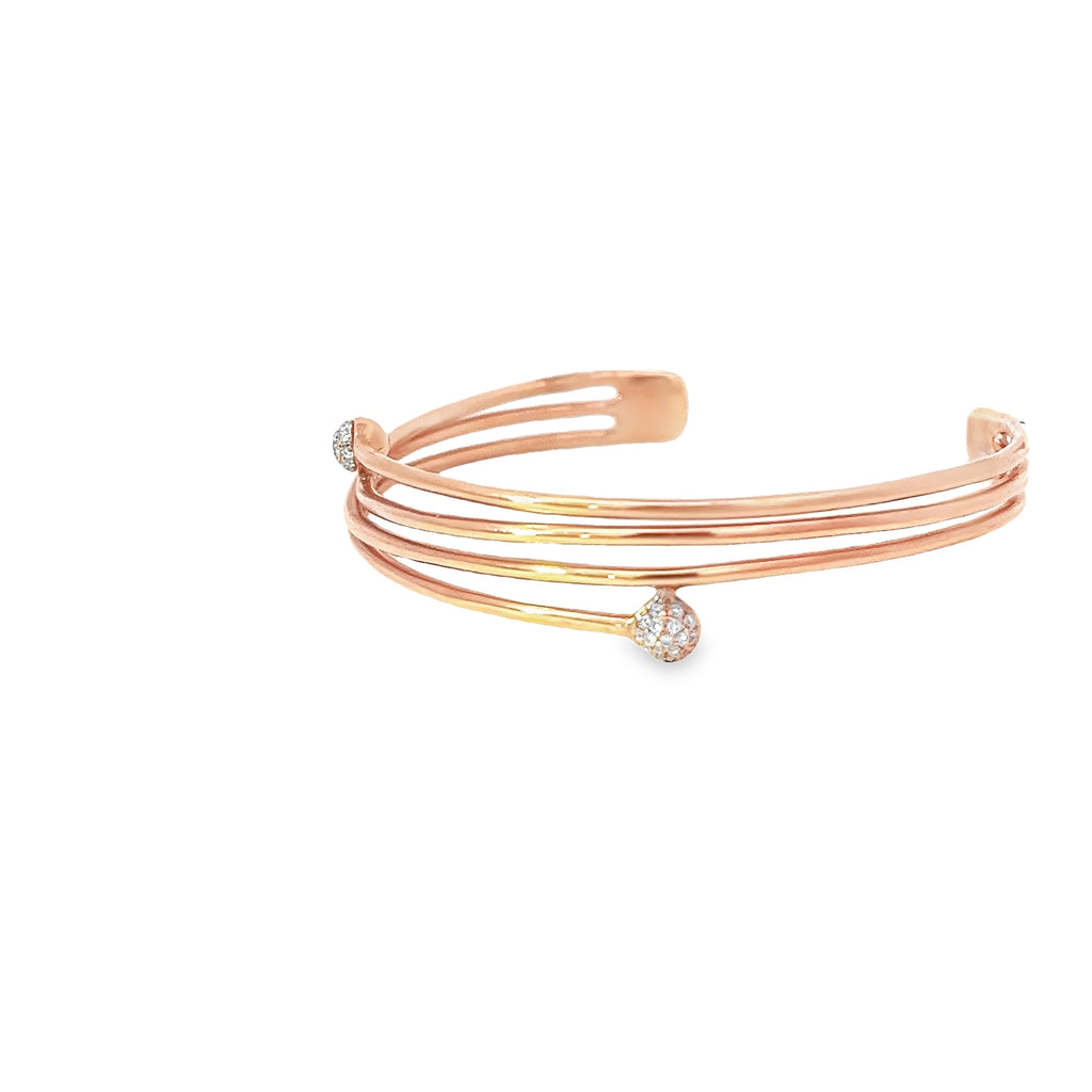 14k Rose Gold .13ct G SI1 Round Diamond Bangle Bracelet