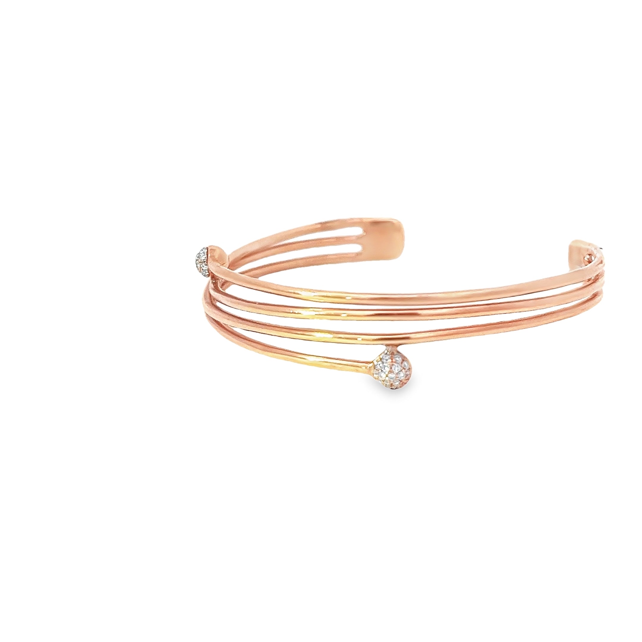 14k Rose Gold .13ct G SI1 Round Diamond Bangle Bracelet