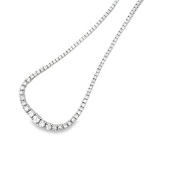 14k White Gold 5.25ct G VS2 Round Diamond Graduating Riviera Diamond Necklace