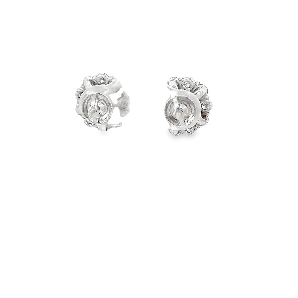 14k White Gold 1.65ct J VS2 Round Diamond with 2.00ct F VS2 Round Diamond Halo Stud Earrings