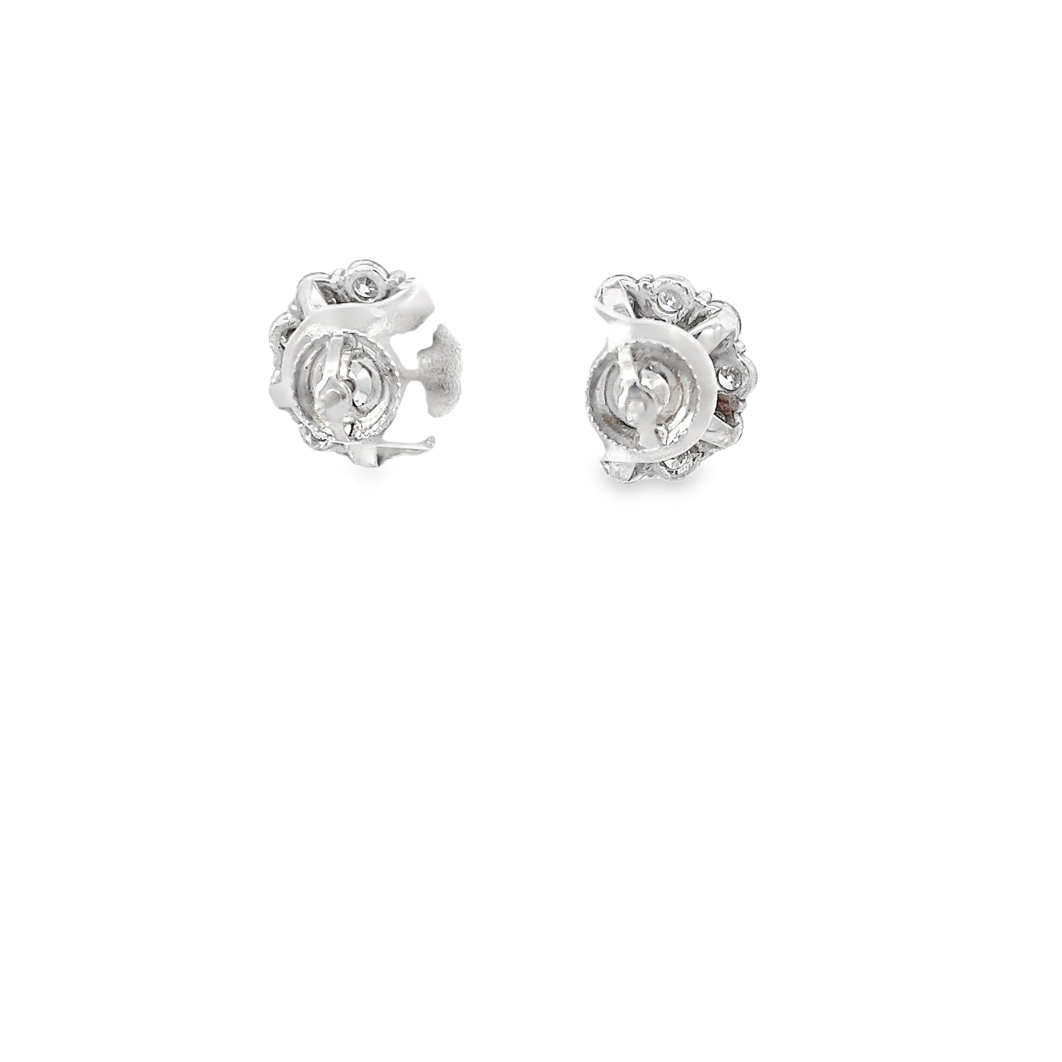 14k White Gold 1.65ct J VS2 Round Diamond with 2.00ct F VS2 Round Diamond Halo Stud Earrings