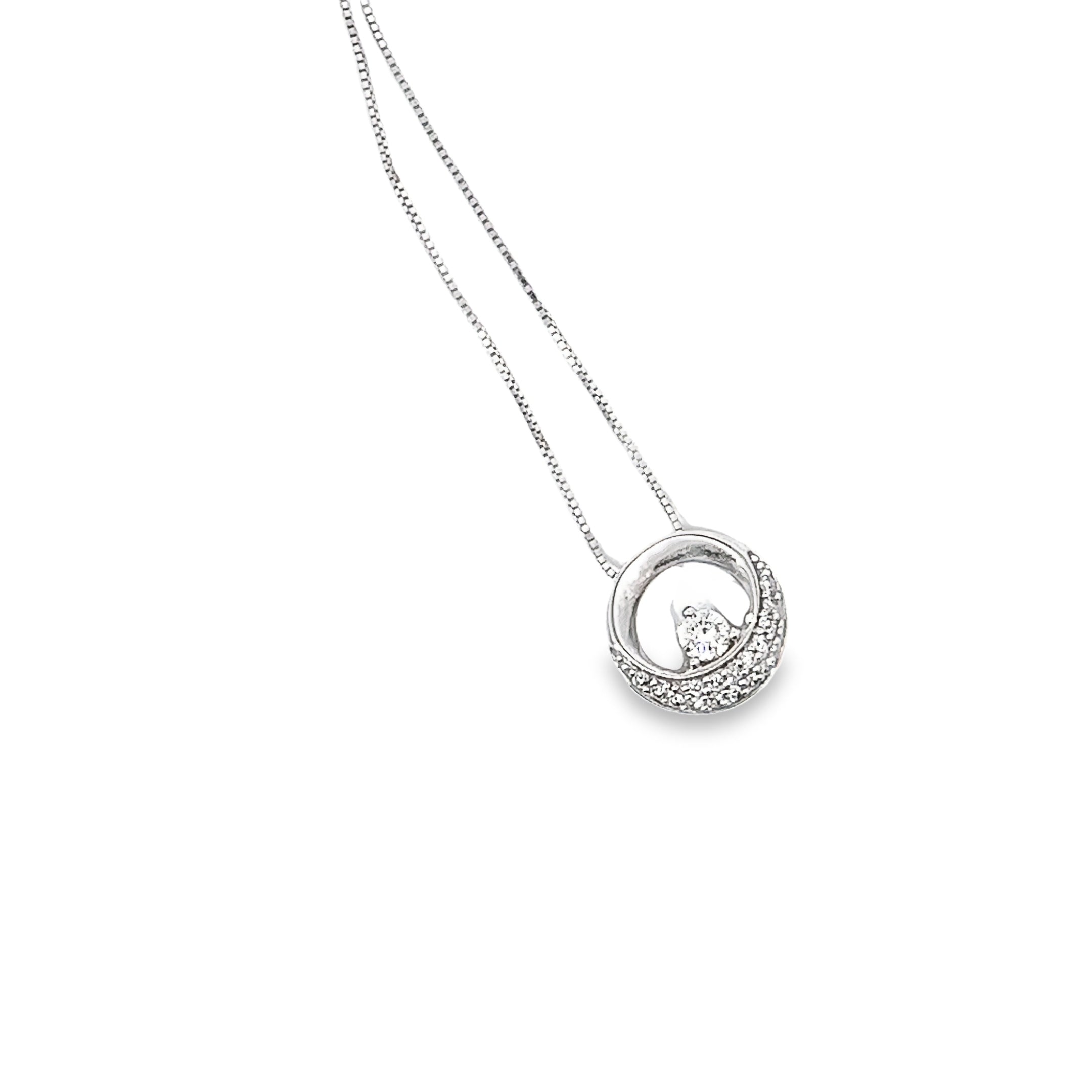 14k White Gold  .30ct F VS2 Diamond Floating Pendant