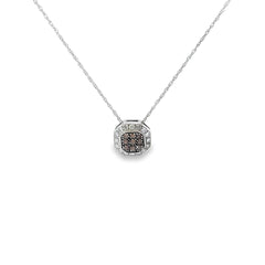 14k White Gold .20ct Round Champagne and .24ct G SI1 Round Diamond Necklace