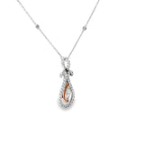 Ladies 14k Two Toned Champagne and white Diamond necklace