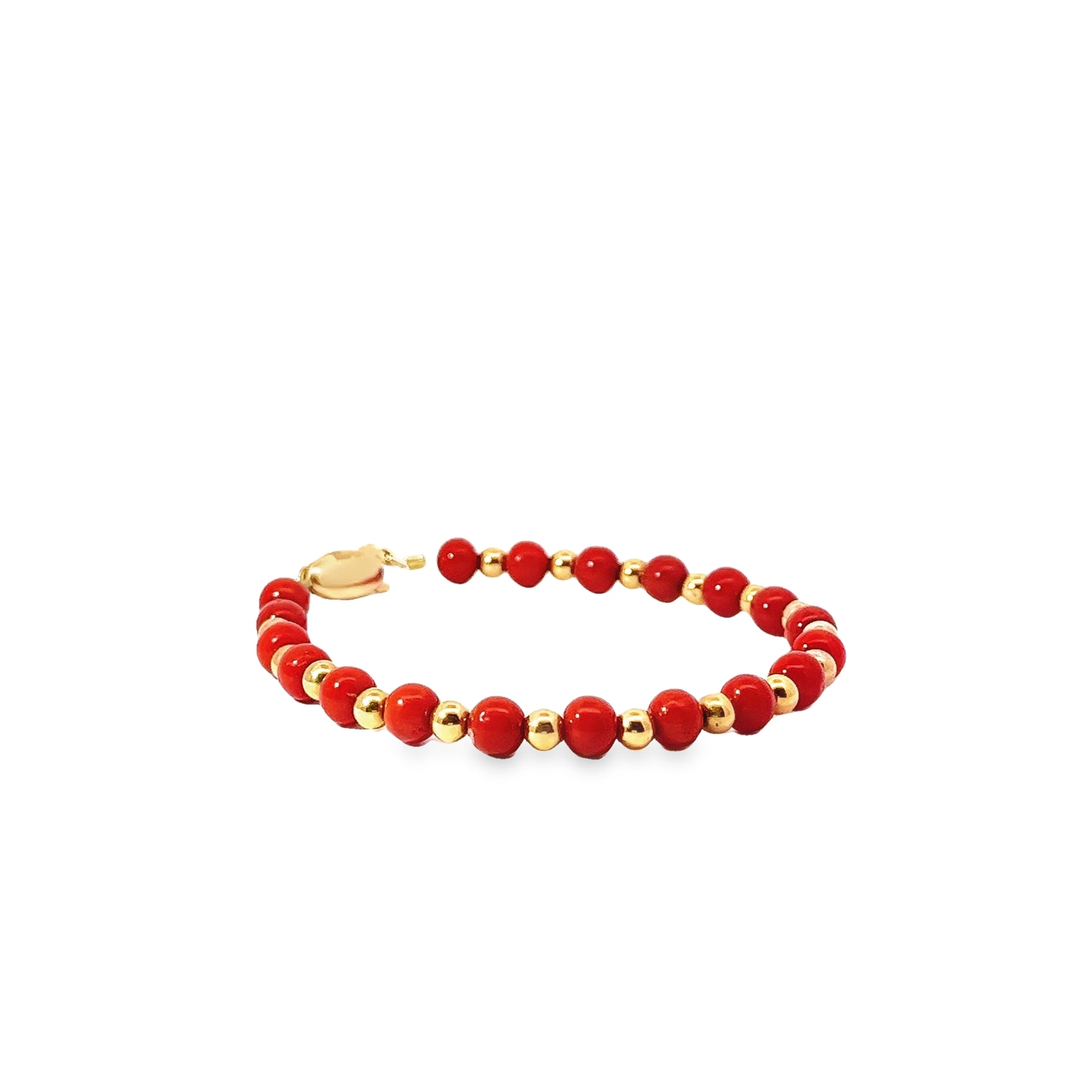 14k yellow gold Genuine Coral and Gold Beaded Bracelet