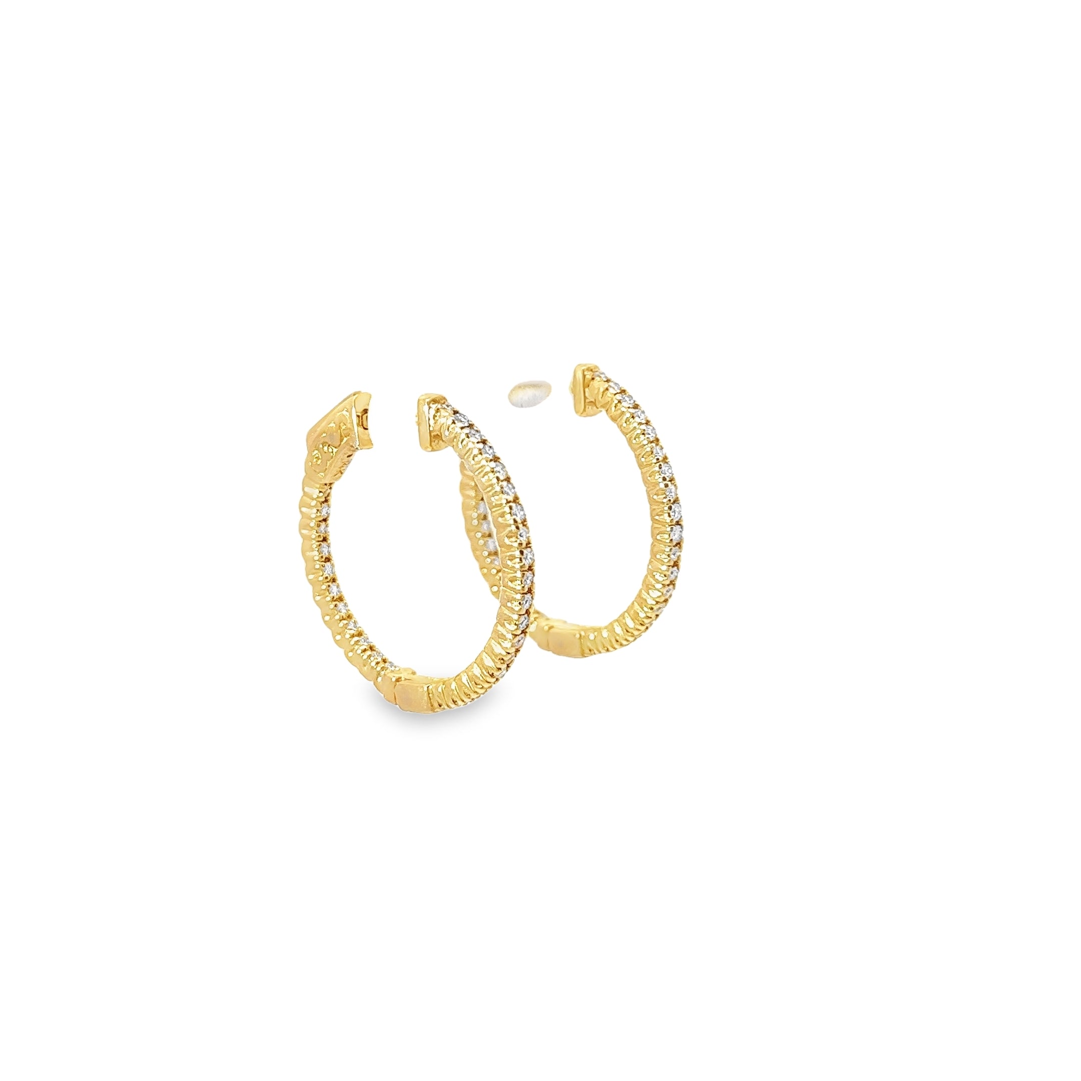 Ladies 14k gold Diamond Inside-outside hoop earrings