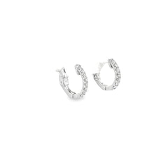 14K WHITE GOLD .20CT GSI1 DIAMOND 1/2INCH HOOP/HUGGIES EARRING