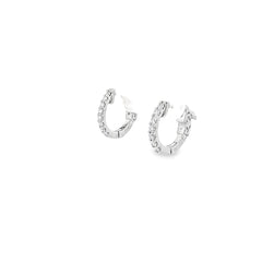 14K WHITE GOLD .20CT GSI1 DIAMOND 1/2INCH HOOP/HUGGIES EARRING