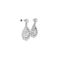 18k White Gold 3.90ct F VS1 Pear Shape and Round  Diamond Drop Earrings