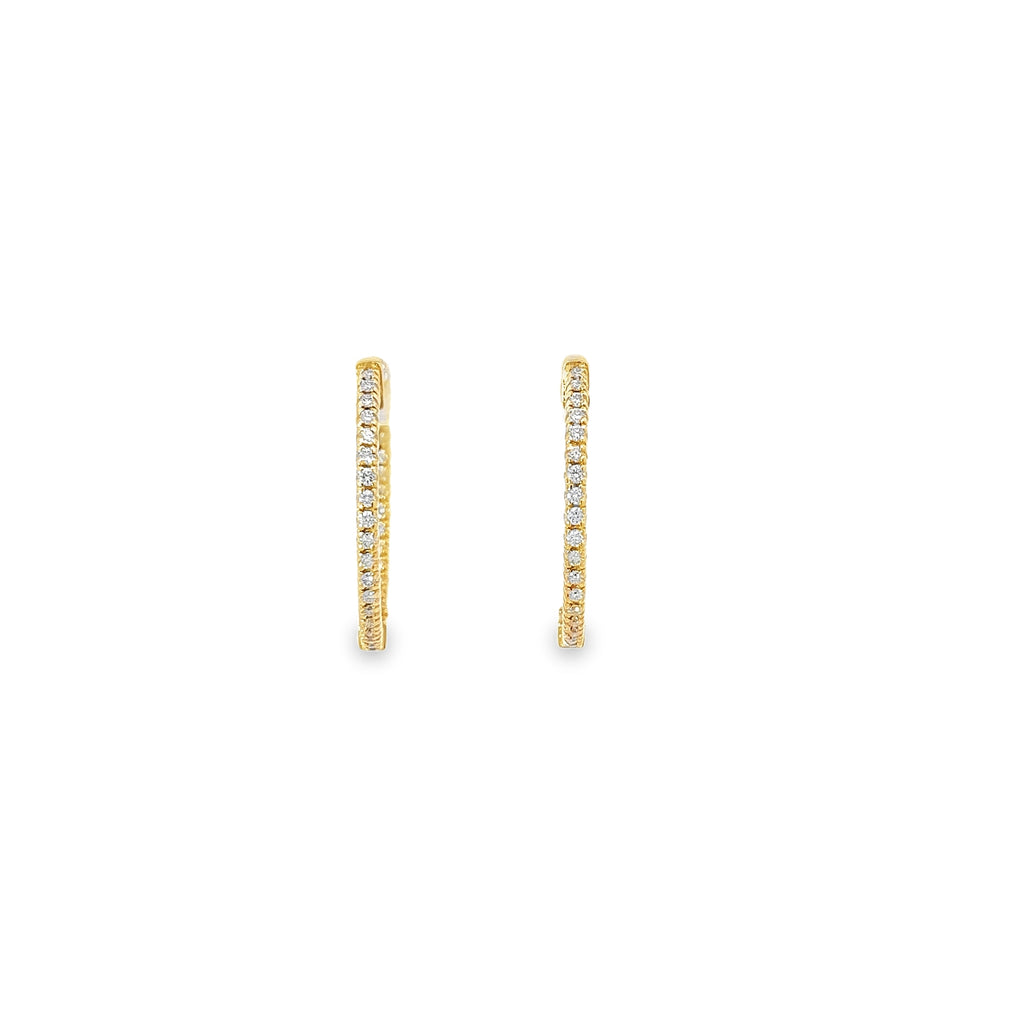 14k White Gold .65ct G VS2 Round Diamond Inside-outside hoop earrings