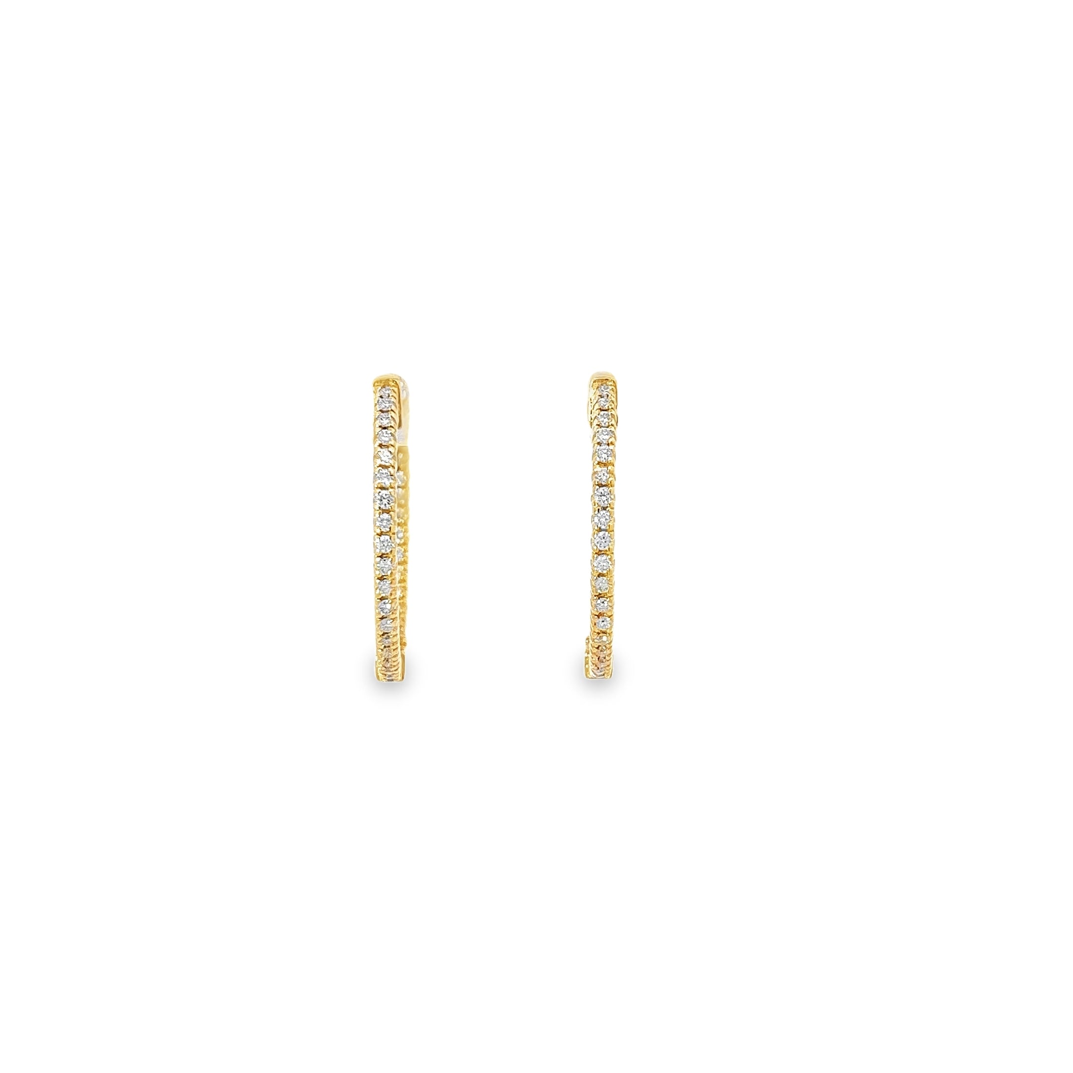 14k White Gold .65ct G VS2 Round Diamond Inside-outside hoop earrings